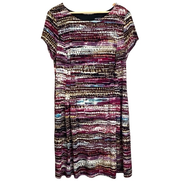 Roz & Ali Multicolor Round Neck Swing Dress with Pockets, Size 16 Office Casual - Picture 1 of 11
